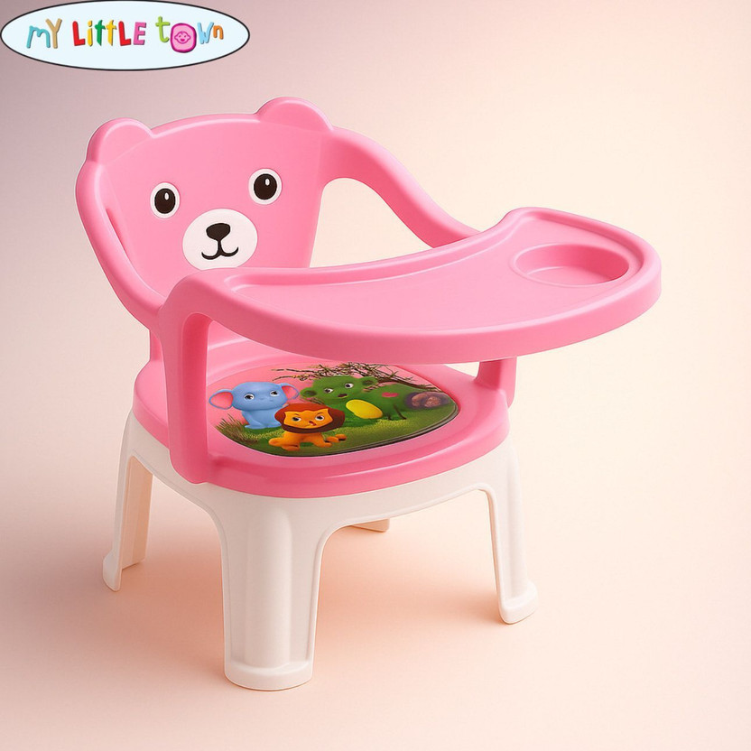 MY LITTLE TOWN Kids Feeding Chair Pink | Whistling Cushioned Chair | Toddler chair Plastic Chair(Finish Color - Pink, DIY(Do-It-Yourself))