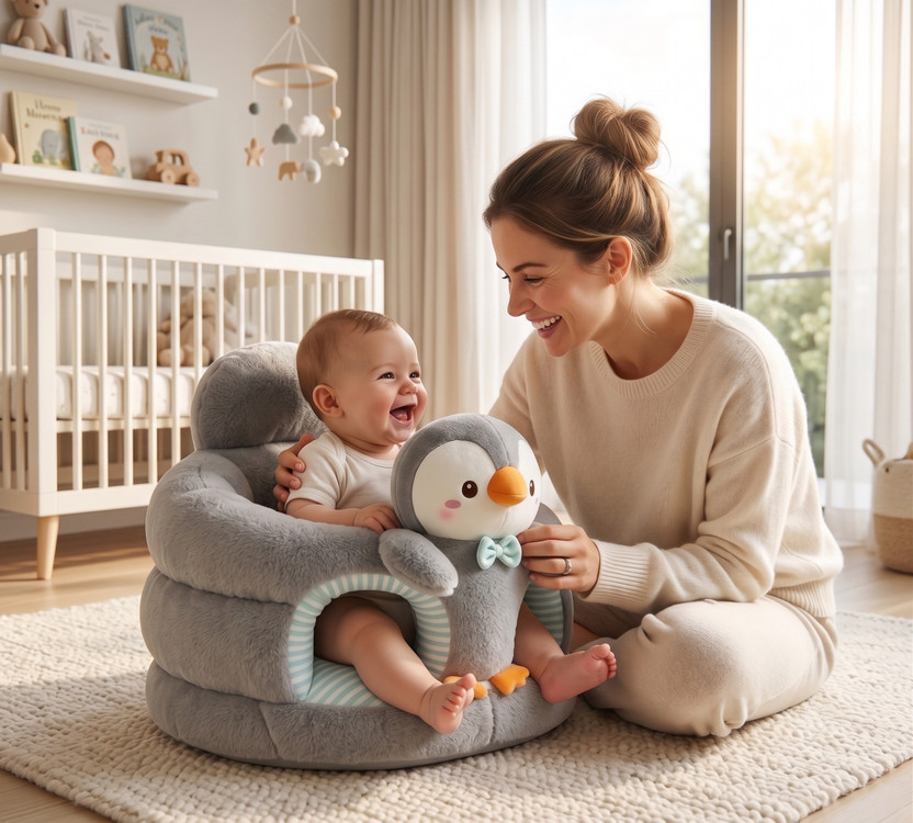 VEERA HOMES Baby Seating Chair Fabric Sofa(Finish Color - Grey, Pre-assembled)