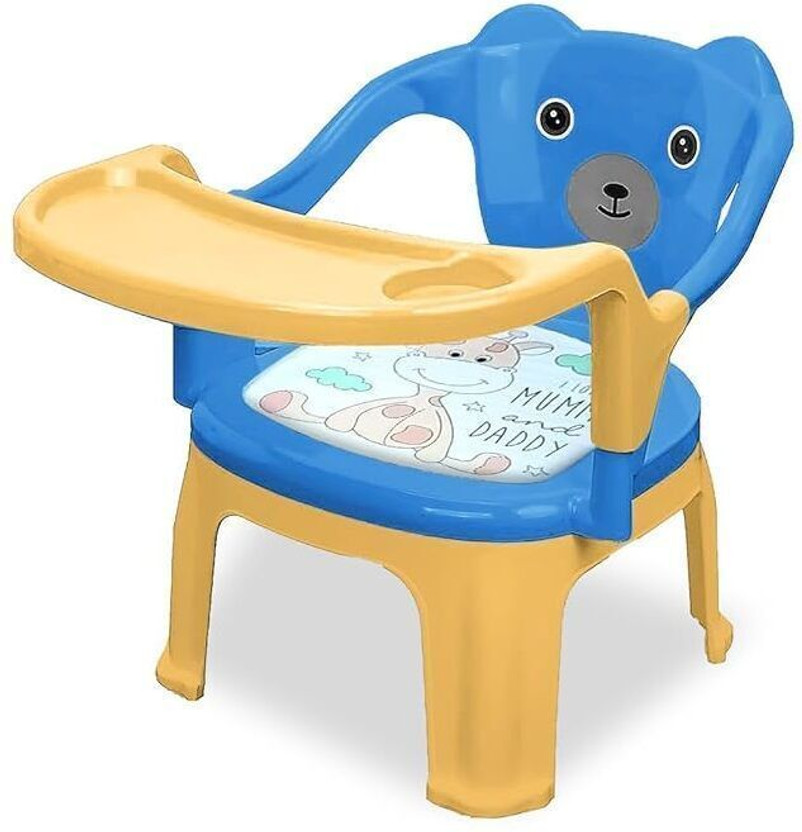 TONY STARK Baby Chair with Tray Strong & Durable Plastic Portable Chair for Kids,Upto 35Kgs Plastic Chair(Finish Color - Yellow, Pre-assembled)