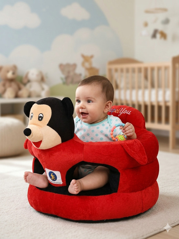 jagdish enterprises Mickey Character Baby Sofa Seat & Support Chair Fabric Sofa(Finish Color - Red, Pre-assembled)