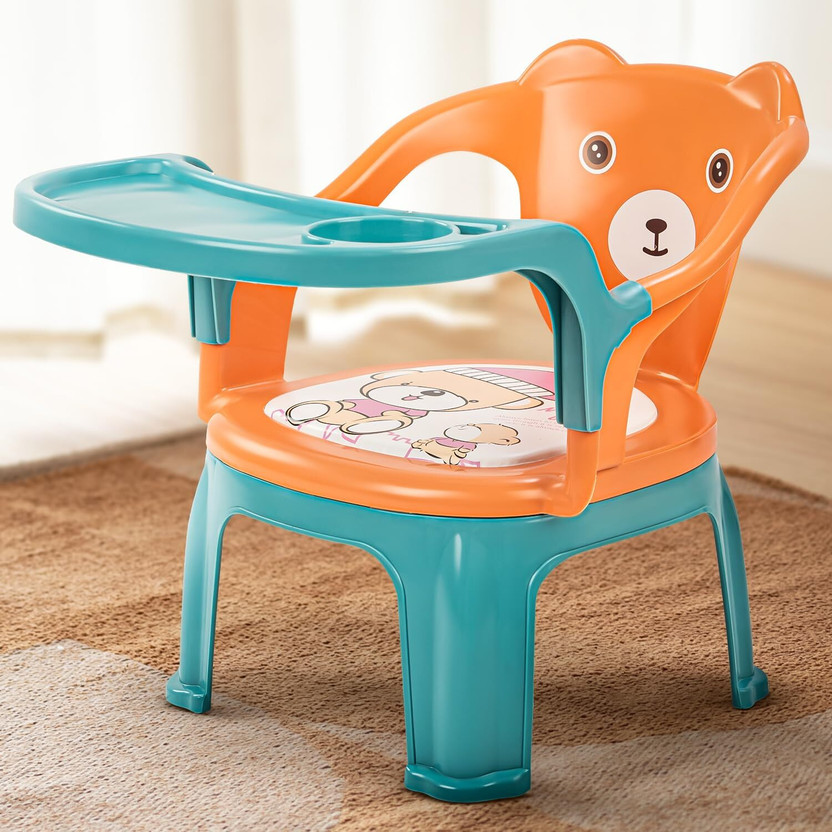 baybee Plastic Baby Chair for Kids Study Table Chair with Cushion Seat & High Backrest Plastic Chair(Finish Color - Orange, DIY(Do-It-Yourself))