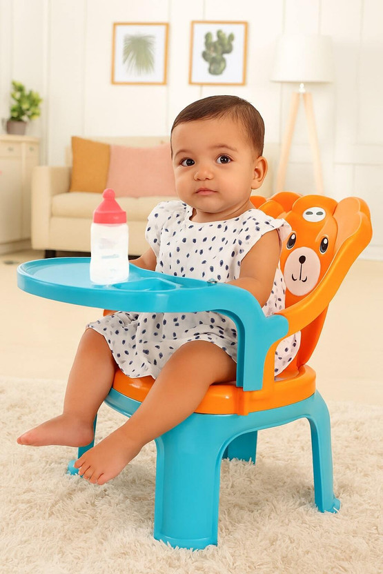 Vicky Baby Plastic Tray chair for kids/feeding chair,1-3 years Green and orange Plastic Chair(Finish Color - Green and orange, Pre-assembled)