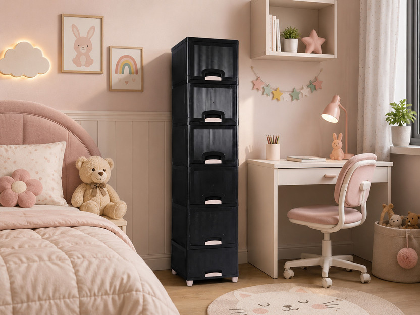 PSA Foldable Storage Cabinet Series Plastic Free Standing Cabinet(Finish Color - Black, grey, Door Type- Folding, DIY(Do-It-Yourself))