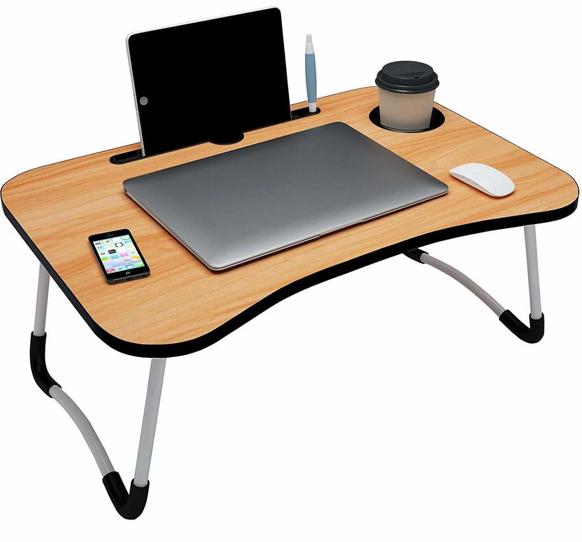 FurniGully wooden Wood Portable Laptop Table(Finish Color - WOODWN, Pre Assembled)