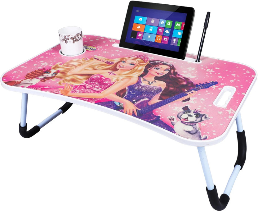 Kiara Quality First Barbie Girl Kids Foldable Table For Study & Work, Best for Work Home Solid Wood Study Table(Finish Color - Pink Barbie, Pre-assembled)
