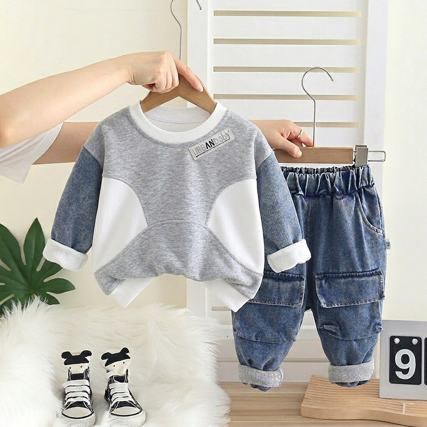 trendy tykes Baby Boys & Baby Girls Casual Sweatshirt Jeans(MULTICOLOR, Pack of 2)
