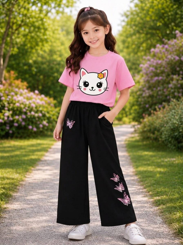 THE CLOTEX Girls Casual Top Pyjama(Pink)