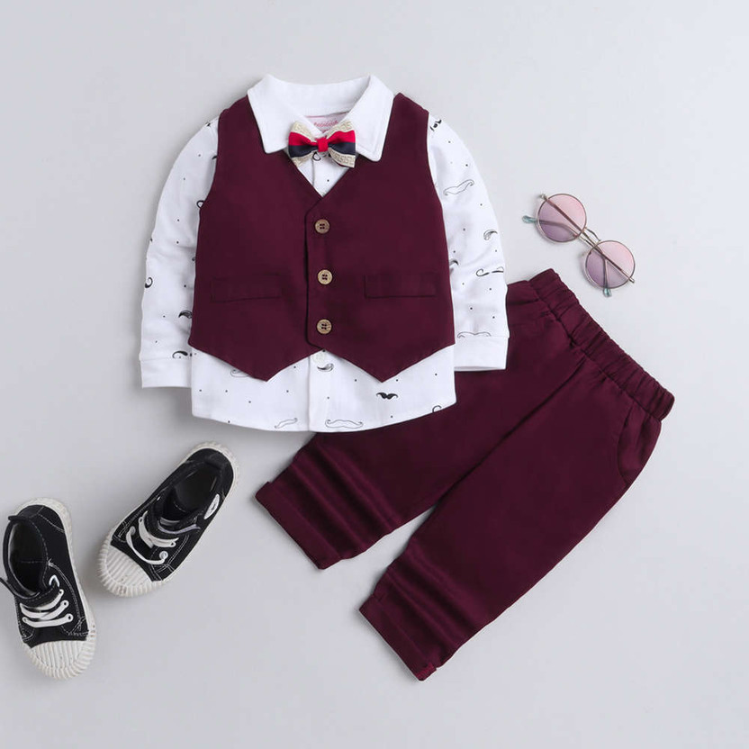 Merope Baby Boys Party(Festive) Waistcoat Pant(Maroon)