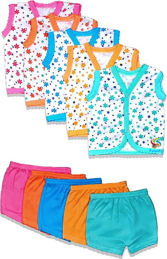 [Size 0 – 6 Months] Fassify Baby Boys & Baby Girls Casual T-shirt Dress, Shorts  (White)