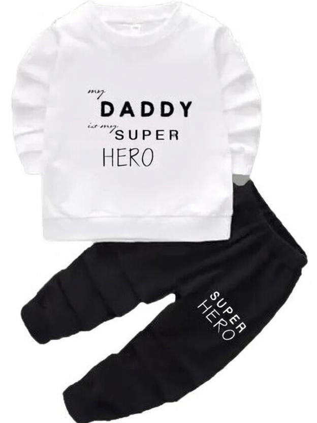 CuteHug CuteHug Baby Boys & Baby Girls Casual Dress T-shirt, Pant(White Black) - Flipkart Deal