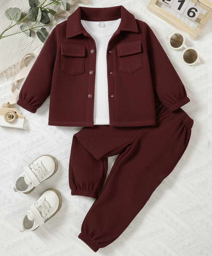 Scroluptrenzi Scroluptrenzi Boys Casual Shirt Pant(Maroon) - Flipkart Deal