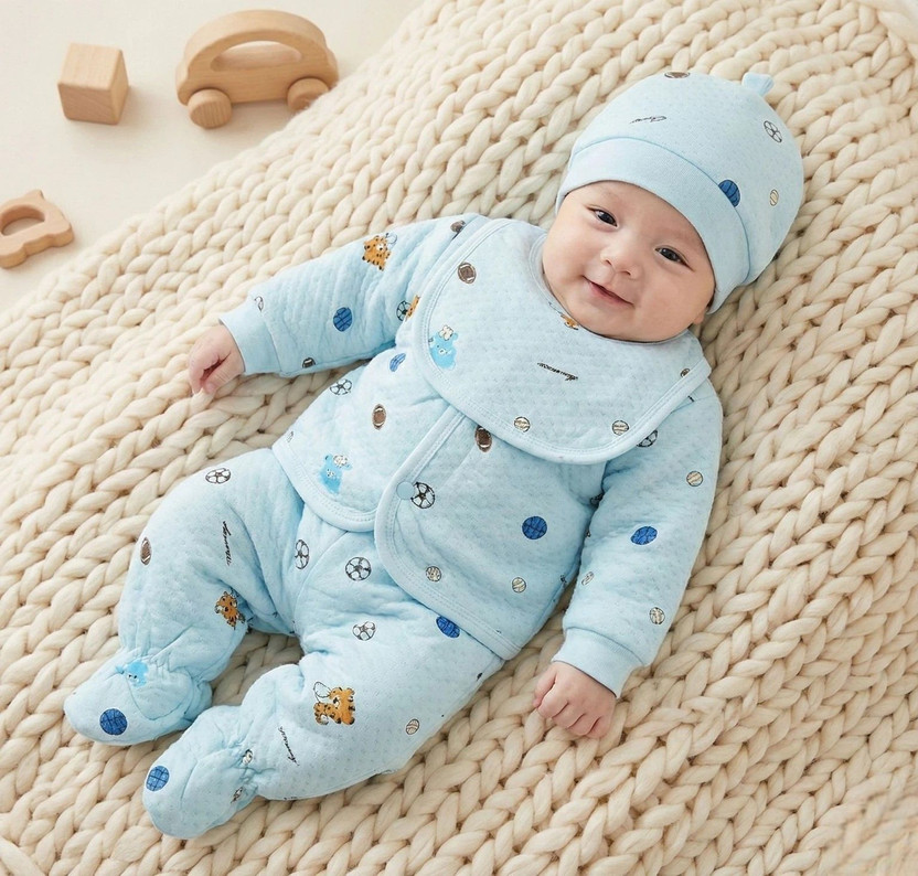 Risezag Baby Boys & Baby Girls Casual Romper Bodysuit(Dark Blue)
