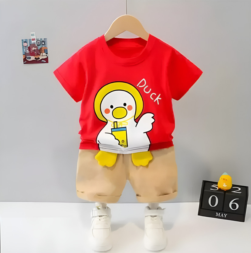 LIBU N PIXIE Baby Boys & Baby Girls Casual T-shirt Shorts(RED, BEIGE)