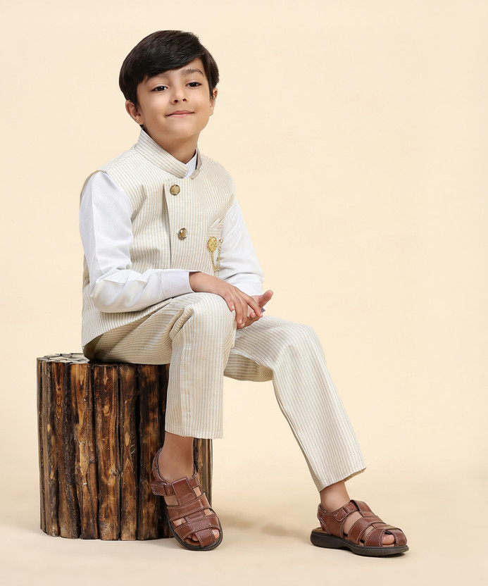 PRO ETHIC Boys Party(Festive) Dress Waistcoat(Light Brown)