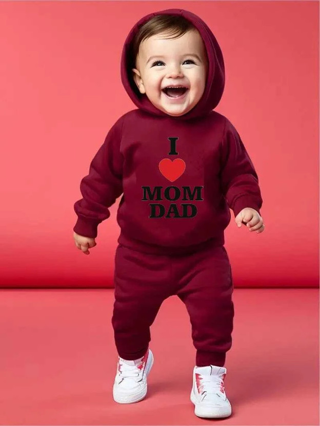 JIM Trend Baby Boys & Baby Girls Casual T-shirt Pant(MAROON)