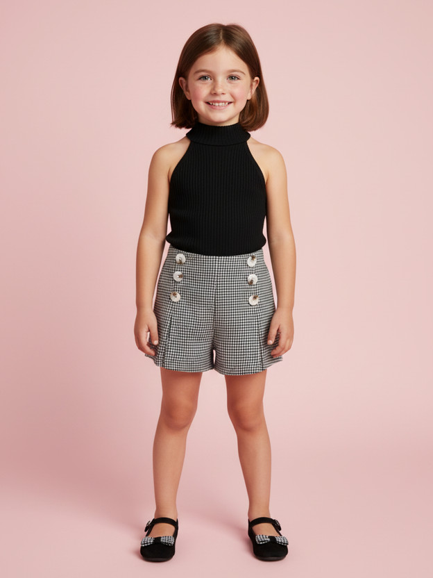 DEL LUNA Baby Girls Casual Top Skirt(BLACK, WHITE)