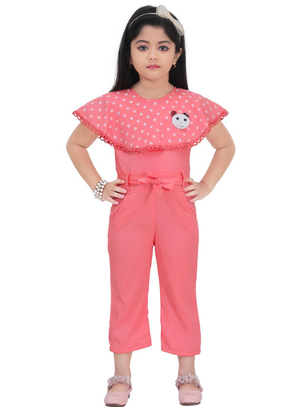 newsifa Girls Calf Length Casual Dress(Pink, Half Sleeve)