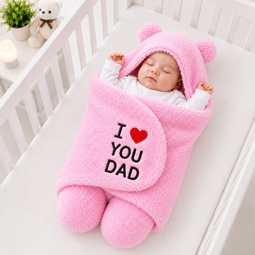 BRANDONN Cotton Baby Bed Sized Bedding Set(Pink Dad, 1 Baby Bedding)