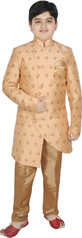 SGYUVRAJ Boys Festive & Party Sherwani and Churidar Set(Orange Pack of 1)