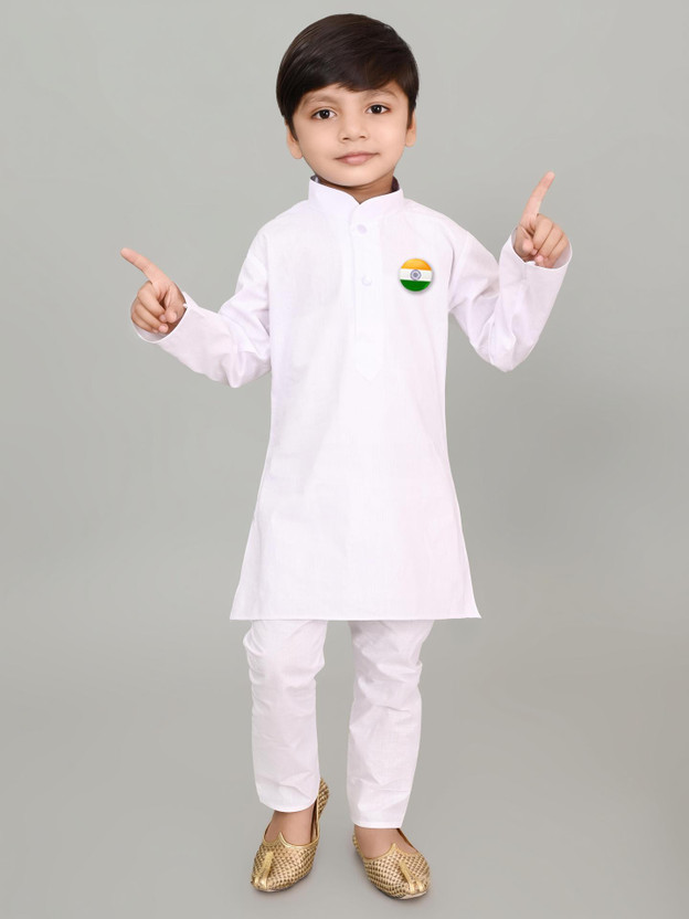 sahil collection Boys Casual Kurta and Churidar Set(White Pack of 1)