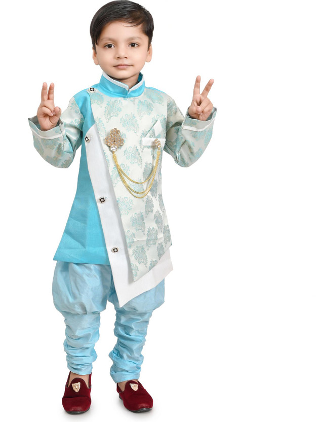 New New Hsgarments Boys Festive & Party Sherwani and Churidar Set(Blue Pack of 1) - Flipkart Deal