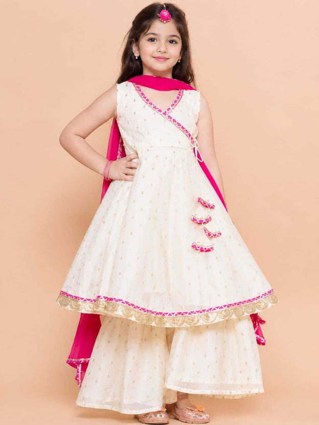 salaserkurti salaserkurti Girls Festive & Party Angarkha and Sharara Set(White Pack of 1) - Flipkart Deal