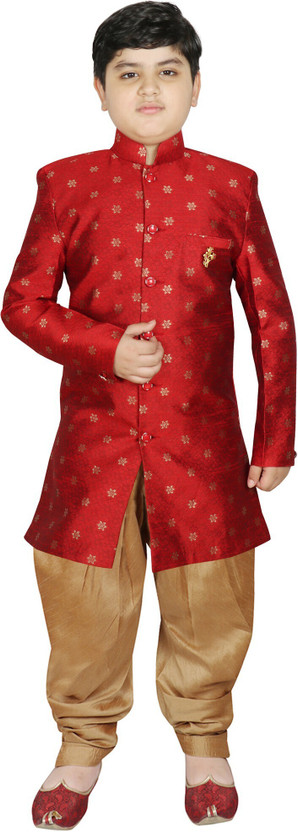 SGYUVRAJ Boys Festive & Party Kurta and Patiala Set(Maroon Pack of 1)