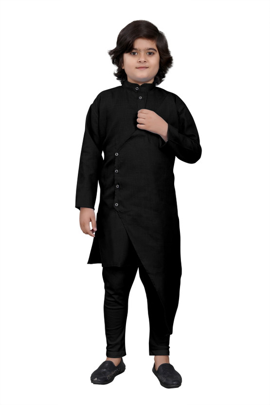 click n buy Boys Festive & Party Kurta and Pyjama Set(Black Pack of 1)