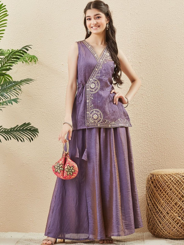 shanicreation shanicreation Girls Festive & Party Kurta and Palazzo Set(Purple Pack of 2) - Flipkart Deal
