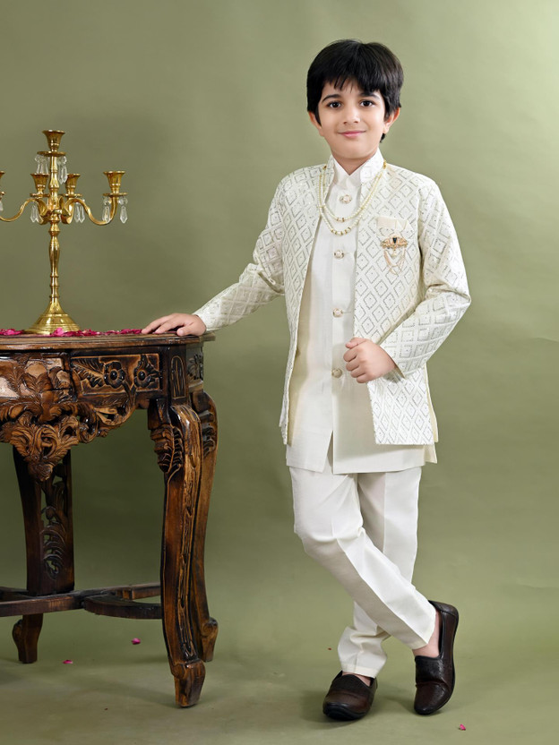 BT BT DEZINES Boys Festive & Party, Wedding Sherwani and Churidar Set(White Pack of 1) - Flipkart Deal