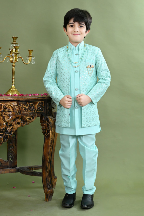 BT BT DEZINES Boys Festive & Party, Wedding Sherwani and Churidar Set(Green Pack of 1) - Flipkart Deal
