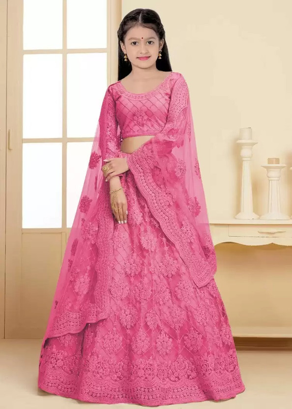 Chidiya Fab Girls Maxi/Full Length Party Dress(Pink, Full Sleeve)