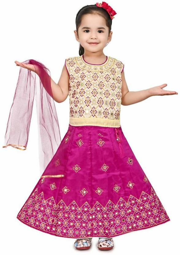 Babyhug Sleeveless Brocade Choli With Chanderi Butti Lehenga And Dupatta Set- Off White & Red main image 1