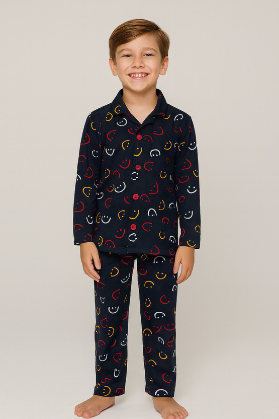3BROS Kids Nightwear Boys Printed Cotton(Dark Blue Pack of 1)