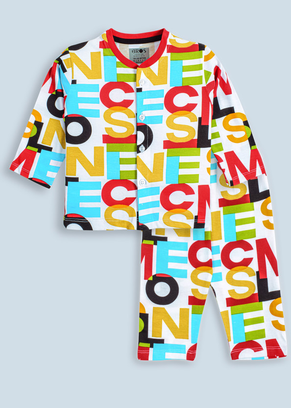 3BROS Kids Nightwear Baby Boys Printed Cotton(Multicolor Pack of 1)