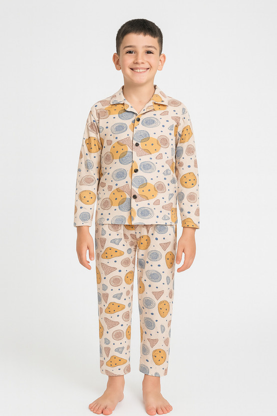 3BROS Kids Nightwear Boys Printed Cotton(Multicolor Pack of 1)
