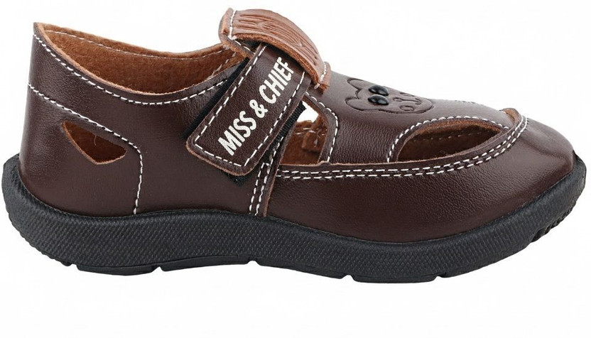 Miss & Chief Boys & Girls Velcro Strappy Sandals(Brown , 5-6 Years)