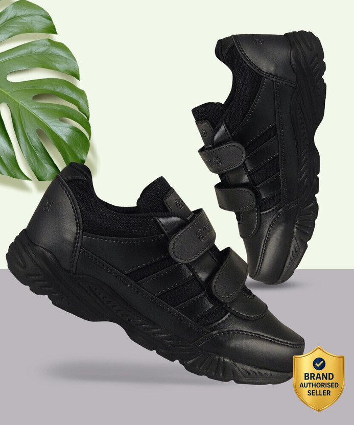 action LightWeight EVA Boys & Girls Velcro School Shoes(Black, 4-4.5 Years)