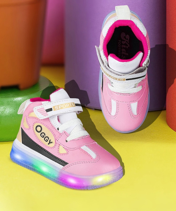 Crazyly Boys & Girls Velcro Sneakers(Pink, 10-11 Years)