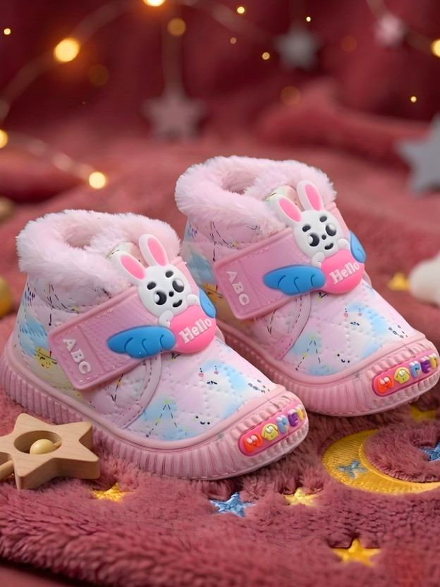 Santhanakid Boys & Girls Velcro Sneakers(Pink, 9-12 Months)