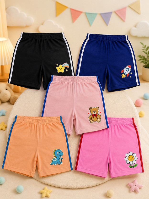 DON CARE Short For Baby Boys & Baby Girls Casual Printed Pure Cotton(Multicolor, Pack of 5)