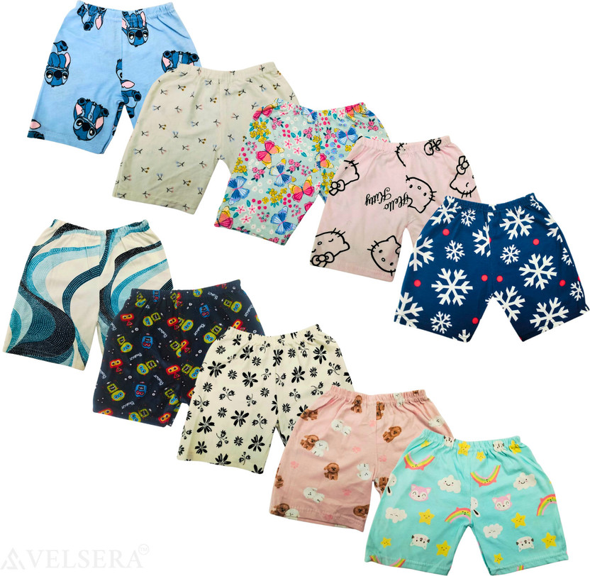 VELSERA Short For Baby Boys & Baby Girls Casual Printed Pure Cotton(Multicolor, Pack of 10)