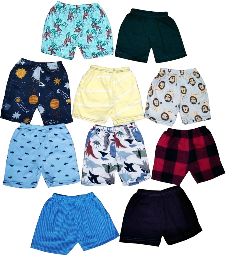 LAKSIMA Short For Baby Boys & Baby Girls Casual Printed Pure Cotton(Multicolor, Pack of 10)