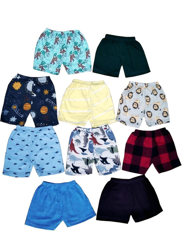 LAKSIMA Short For Baby Boys & Baby Girls Casual Printed Pure Cotton(Multicolor, Pack of 10)