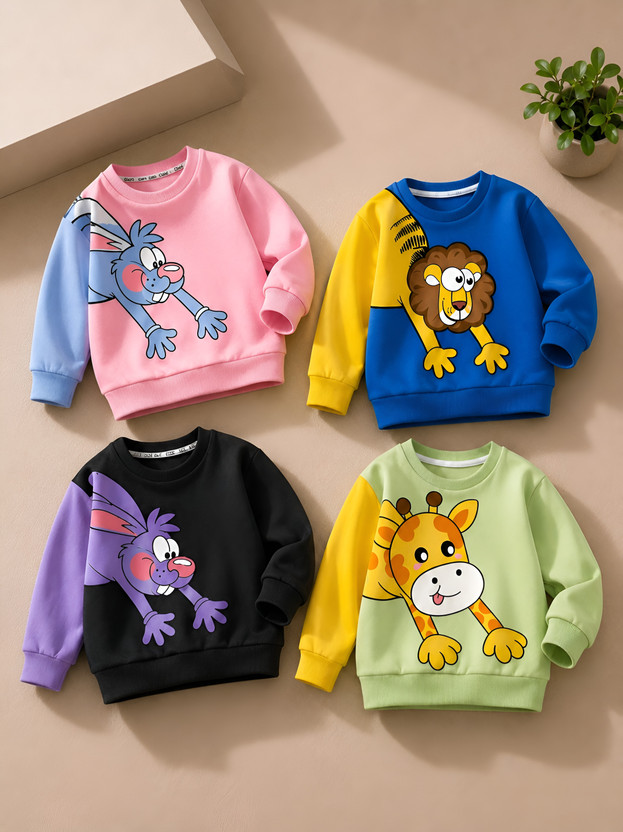 DRUZZEE DRUZZEE Boys & Girls Printed Cotton Blend Regular T Shirt(Multicolor, Pack of 4) - Flipkart Deal