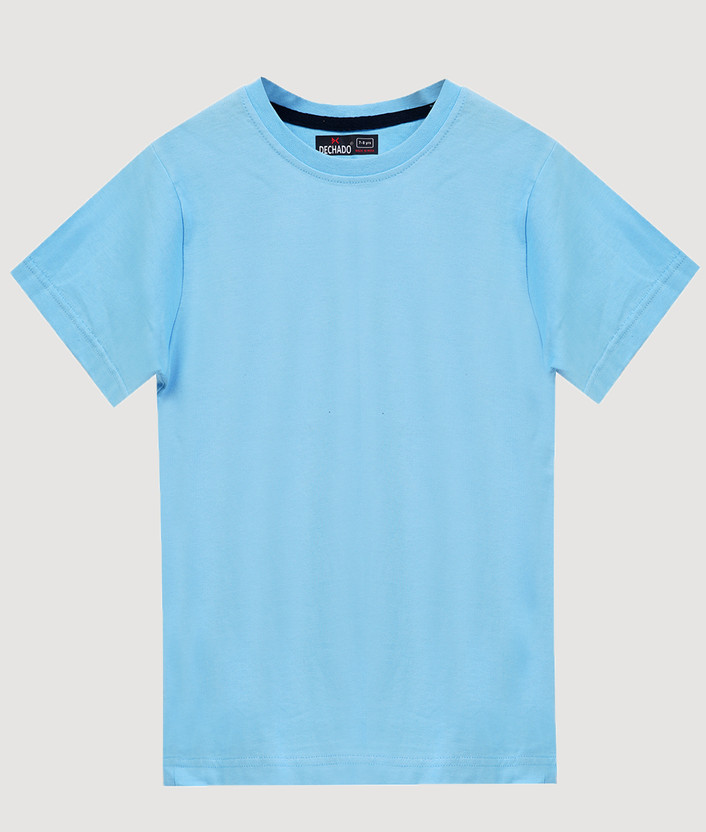 Dechado Boys Solid Pure Cotton Regular T Shirt(Blue, Pack of 1)