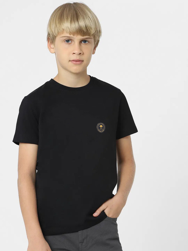 Wrath Boys Solid Pure Cotton Regular T Shirt(Black, Pack of 1)