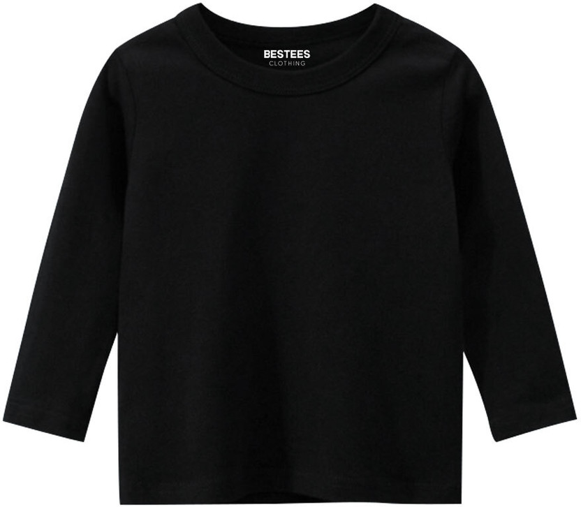 BESTEESCLOTHING Baby Boys & Baby Girls Solid Pure Cotton Regular T Shirt(Black, Pack of 1)