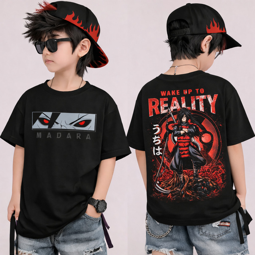 JKMStore Boys Printed, Graphic Print Cotton Blend Regular T Shirt(Black, Pack of 1)
