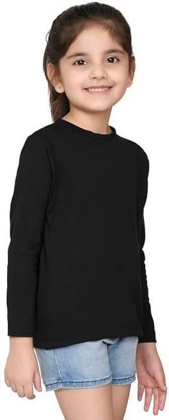 RMGARMENTMT Boys & Girls Solid Cotton Blend Regular T Shirt(Black, Pack of 1)